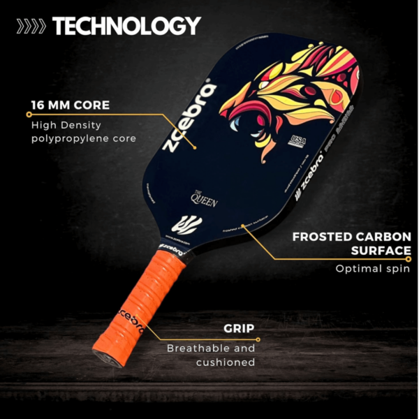 Pickleball People UK - Zcebra Queen Black and Orange 3 - Pickleball Paddle