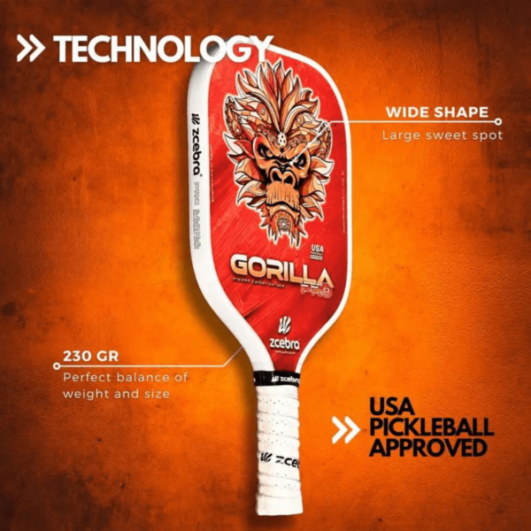 Pickleball People UK - Zcebra Gorilla Pro Orange 2 - Pickleball Paddle