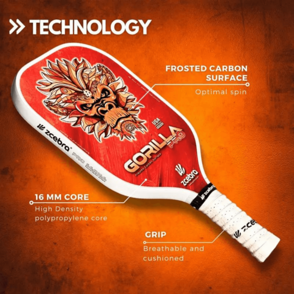 Pickleball People UK - Zcebra Gorilla Pro Orange 4 - Pickleball Paddle